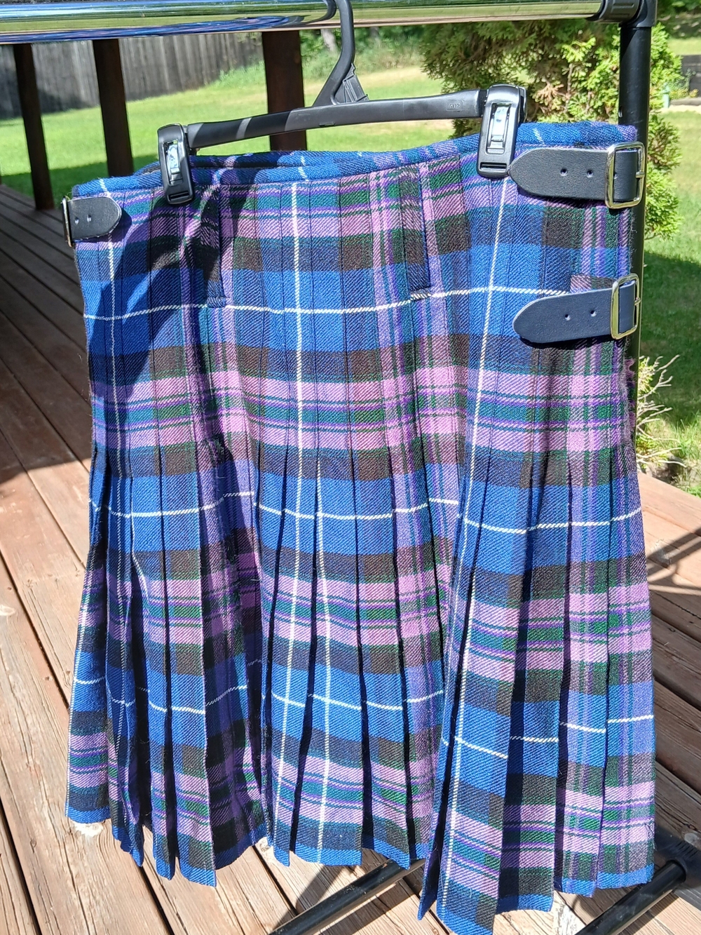 Purple, Blue And Black Plaid Kilt. Size 38.